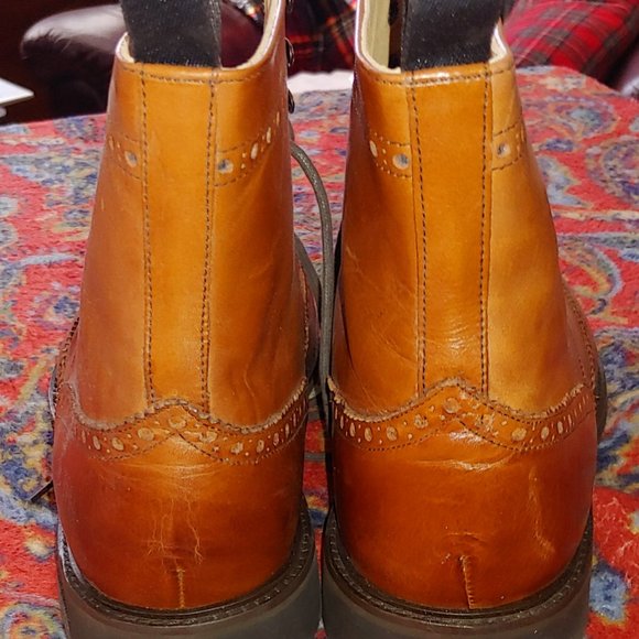 Mercanti Fiorentini Mens Wingtip Cognac Boot Size 11 Rubber Sole Two Tone main image 6